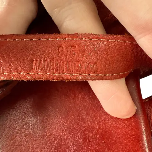 BED STÜ Hilda Red Leather Sandals Buckle Straps Size 9.5 Gladiator Boho Slides