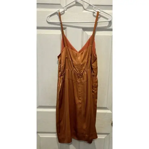 NWT J. Crew Silk Serenade Dress Coral Hammered‎ Silk Spaghetti Straps Size 6 Orange