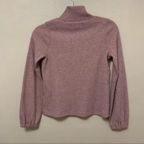 Madewell Mock Neck Ribbed Pink Sweater