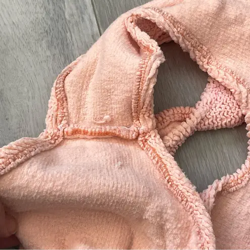 Hunza G Bikini Bottoms crinkle high rise cheeky womens Peach one size swim beach Pink