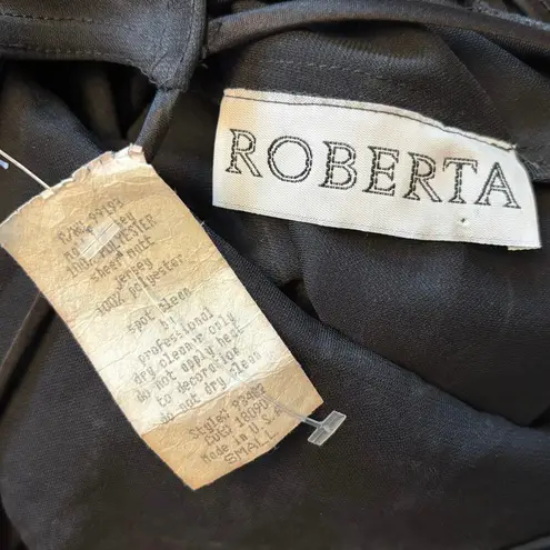 Vintage Roberta Size S Beaded Maxi Dress Formal Evening Prom Strappy Black