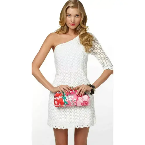 Lilly Pulitzer  Resort White Daisy Truly Lace Whitaker‎ One Shoulder Dress Size 0