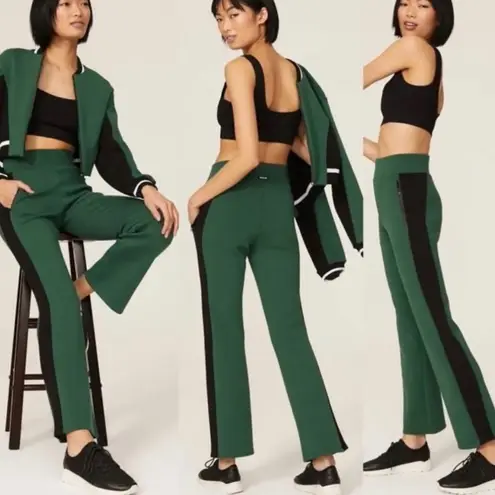 Michi NWT Green Carve Flare Pants Track Varsity Retro Stripe Pine Green Black L