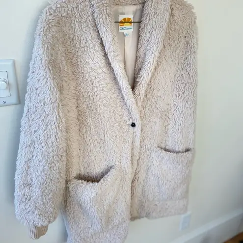 C&C California Faux Fur Light Pale Cream Jacket M