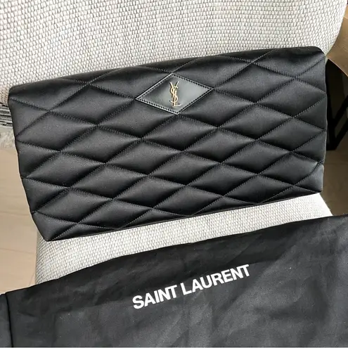 Saint Laurent  Large Sade Satin Envelope Clutch