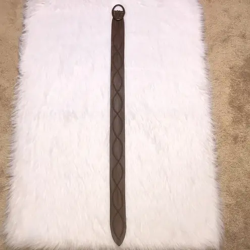 Genuine Leather Women’s Brown Loop Design Belt with Oval Buckle