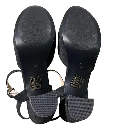 Journee Collection Womens Black Roslynn High Block Heel Sandals US 8 Pumps