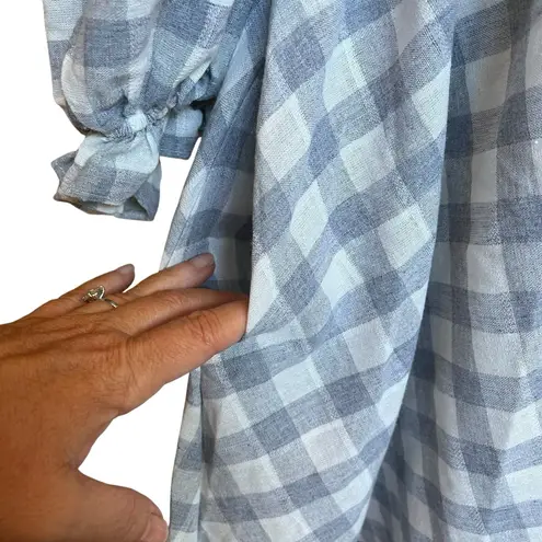 Judith March Babydoll Dress Size Medium Light Blue Gingham Mini Pockets Coquette