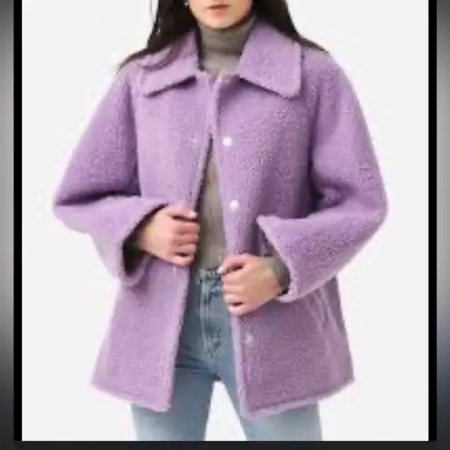 ALC Frank A.L.C Lincoln faux fur teddy coat button front lilac purple medium