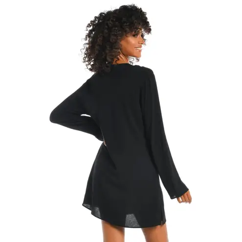 La Blanca Beachcomber Coverup V-Neck Tunic Black Size Small NEW
