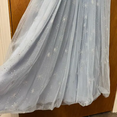 NEW Ivy City Co. Jayne Snowflake Short Sleeve Long Dress Light Blue Medium M NWT