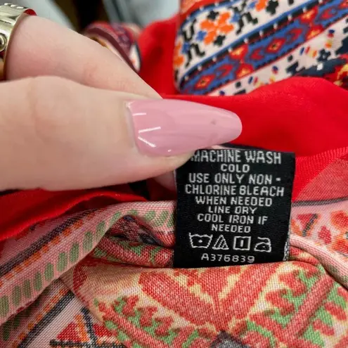 Tolani Collection Meghan Kaftan Dress Tunic Batwing Red Print Size XS