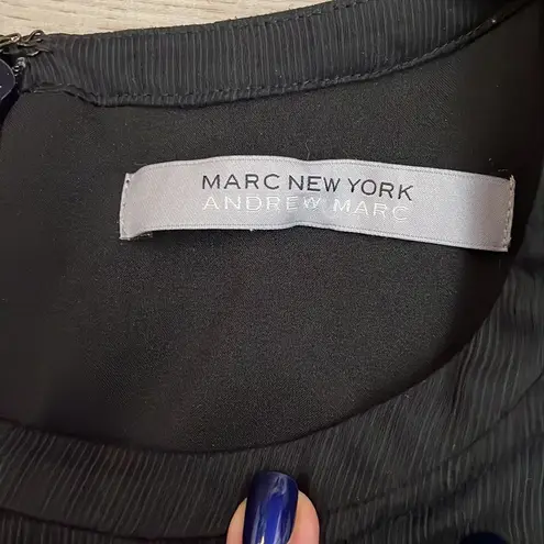 Andrew Marc Black & Blue Sleeveless Sheer Zip Back Elastic Waist Mini Dress S