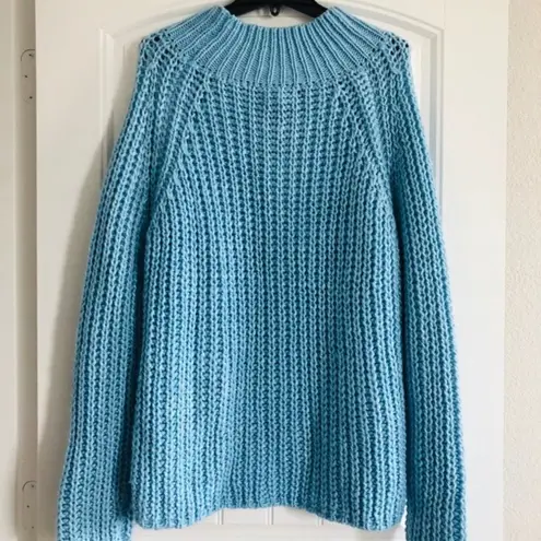 NEW LA SEINE Wool Air Blue Soft Chunky Knit MockNeck Sweater Sz M New w/Tag $124 Size M