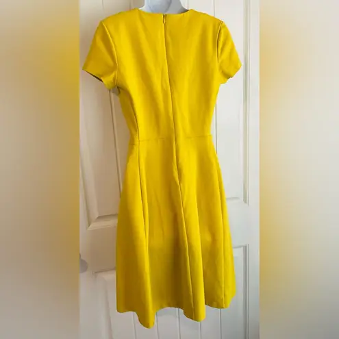 Boden Mustard Gold V Neck Knit Zip Up FittedDress Sz 6 in EUC Yellow