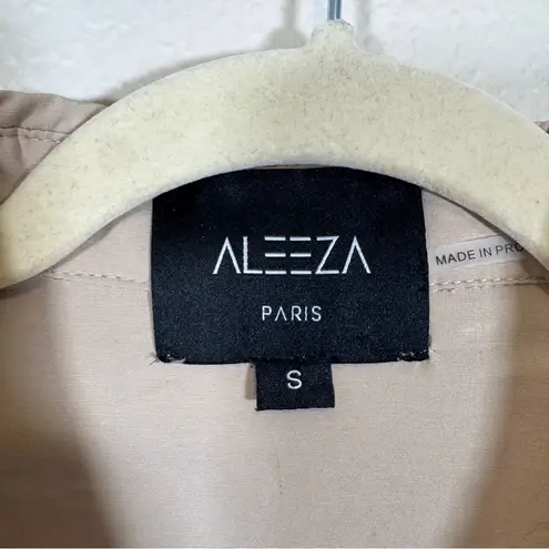 Aleeza Paris Tan Rhinestone Studded Cropped Button Down Shirt Womens S Oversized