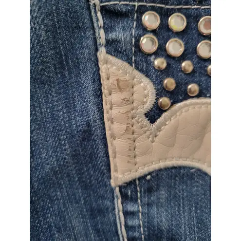 Liuces Jeans Womens Size 18 Slim Fit Rhinestones Embellish Rise Western Cowgirl Blue