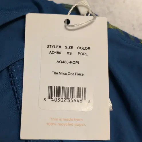 ANDIE Milos One Piece Plaid Green Yellow Blue Buttons Swimwear Size XS New