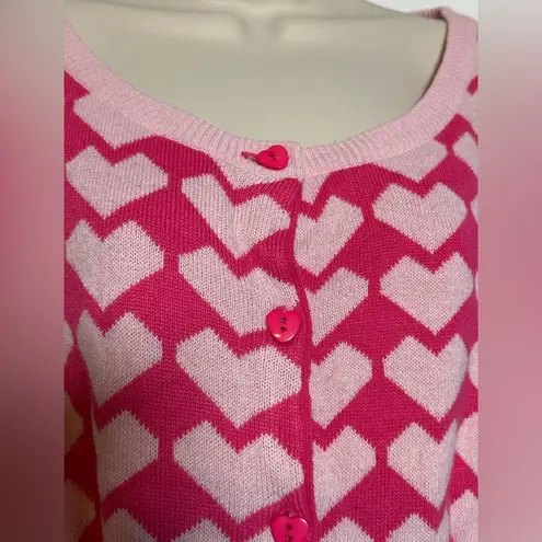 Vintage Simply Be Oversized Pink Heart Women’s Cardigan Sweater w Heart Buttons Size 4X