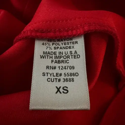 IC COLLECTION Red Scuba Knit Ruffled Balloon Sleeve Red Sheath Dress Size XS NEW