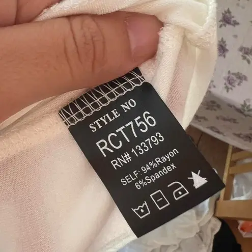 boho blouse lace no size tag White Size L