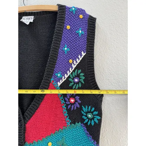 vintage 90s floral colorblock knit button down koret sport sweater vest Size M Size M