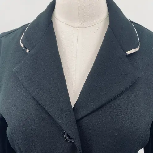 Vintage 90s City Triangles Blazer Animal Print Leopard Trim Fitted Black Small