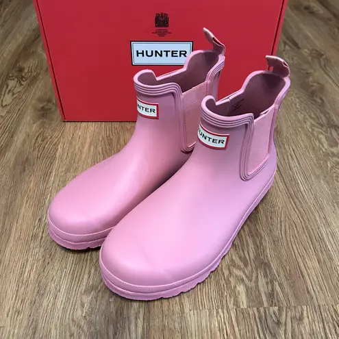 Hunter Pink Ankle Rain Boots Booties Shoes New