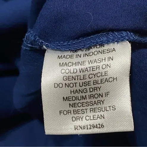 Escapada Women’s Size M Navy Blue Green Embroidered Pullover Caftan Top Blouse