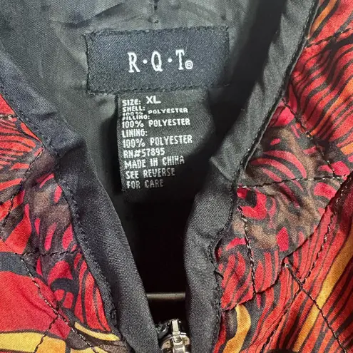 RQT Women's Sz XL Multicolored Quilted Full Zip Up Puffer Jacket Red