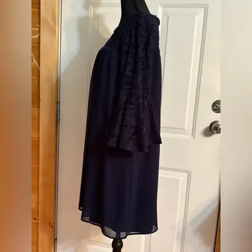 Luxology Blue Bell Sleeve Crew Neck Dress size M