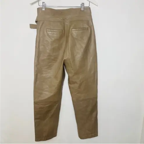 Sézane Sezane 100% lambs leather trousers in tan/ dark beige