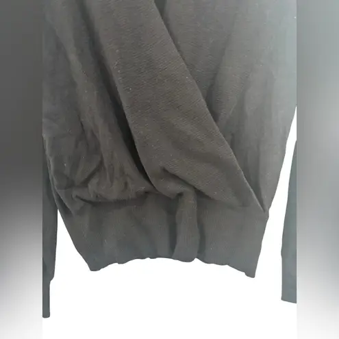 Ann Taylor Factory Black Wrap Front Knit Sweater XS Workwear Business Casual