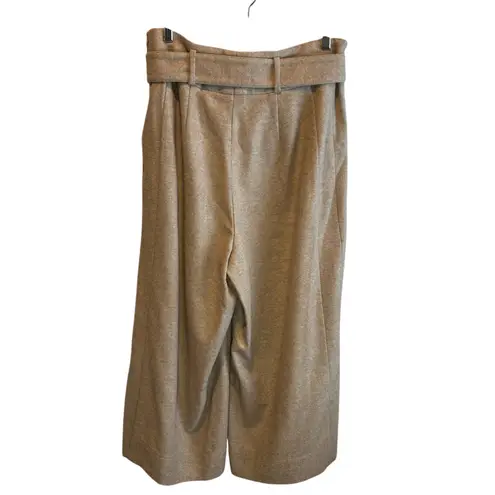 Akris Punto Fiorella Tan Wide Leg Culotte Cropped Wool Blend Pant - size 12