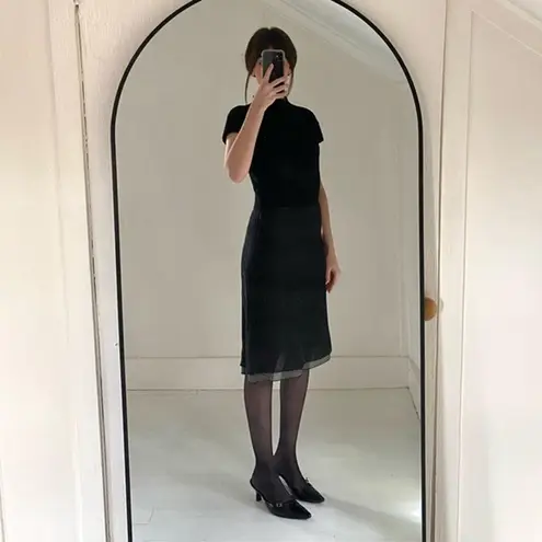 Emporio Armani Vintage 90s Mock Neck Wool Knit Contrast Pencil Dress Size 38