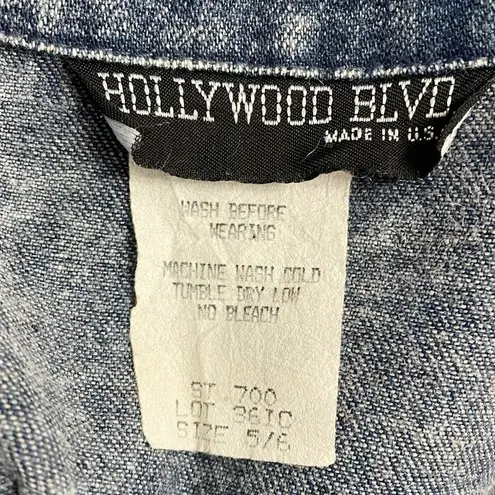 Vintage 80s Hollywood Blvd Acid Wash Denim Western Cowgirl Dress Women’s Size 6 Blue