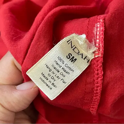 Indah Tunic Blouse flare ruffle sleeve womens Red (small medium) minimalist chic