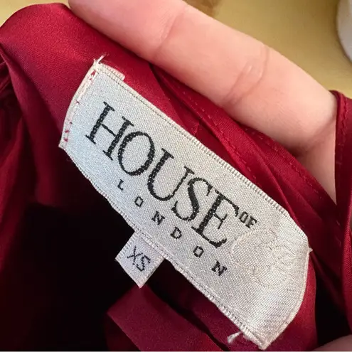 House Of CB  Red Mareena‎ Lace up Midi dress Satin Size XS