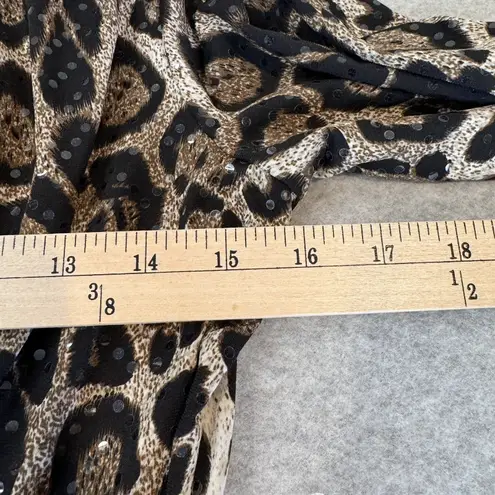 Vintage MSK Crossover Top Womens Small Brown Animal Print Mob Wife Beaded Sequin