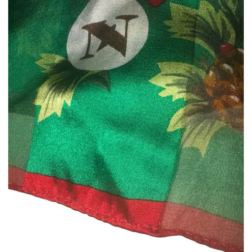 Pendleton Silky Christmas Scarf 10x52 Noel Trumpet Holly Holiday Festive Green