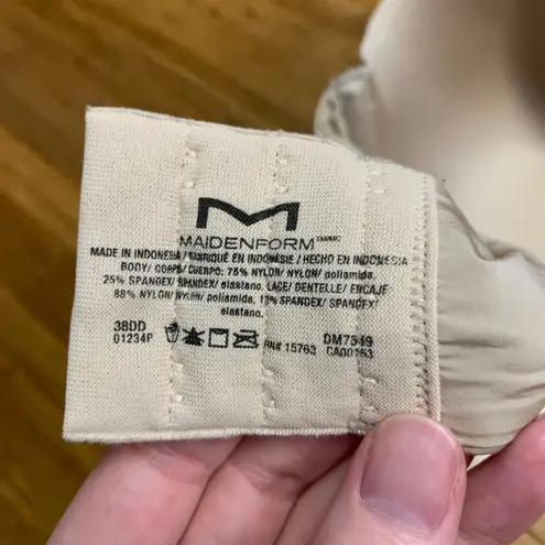 Maidenform T-Shirt Bra DM7549 Womens Size 38DD Beige Underwire Lace Comfortable