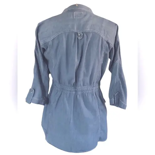 Prototype Authentic Lightweight Denim Chambray Top w/Cinched Tie Waist Blue Size L