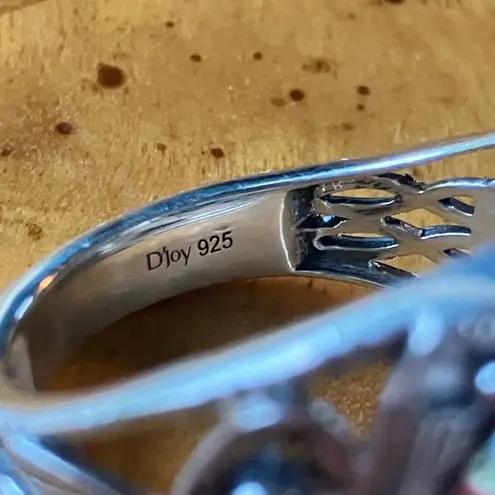 Natural White Buffalo Sterling Silver Ring Size 8 Black