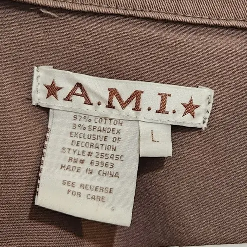 Vintage A.M.I Brown Retro Long Sleeve Snap Fringe Trim Crop Blazer Jacket Large