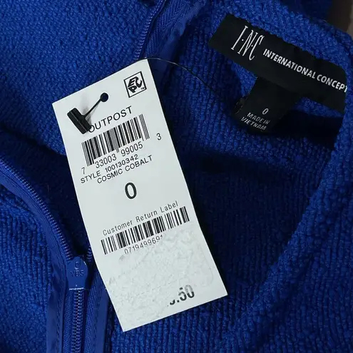 INC International Concepts SZ 0 Cropped Romper Jumpsuit Stretch Pockets Blue