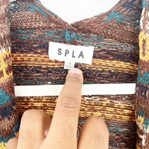 SPLA Womens Boho Ethnic Southwestern Knit Fringe Open Front Cardigan Size S