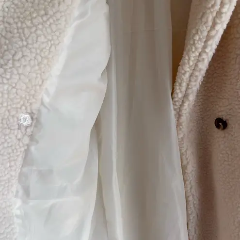 Women's Cream Teddy Coat Faux Sherpa Style Size Large