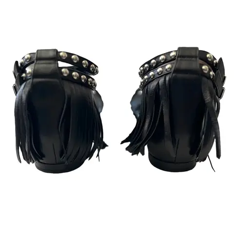 Saint Laurent Women’s Nu Pieds Fringe & Studded Sandals size 36 Black