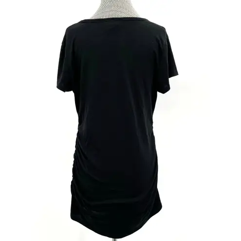 Black Knit Neutral Maternity Top Short Sleeve Gathered Stretch Market & Spruce L Size undefined