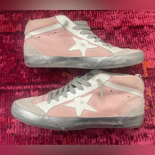 Golden Goose  Pink and Silver Mid Star Sneakers
